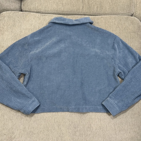 Blue Corduroy Button Up Cropped Jacket - Picture 8 of 9